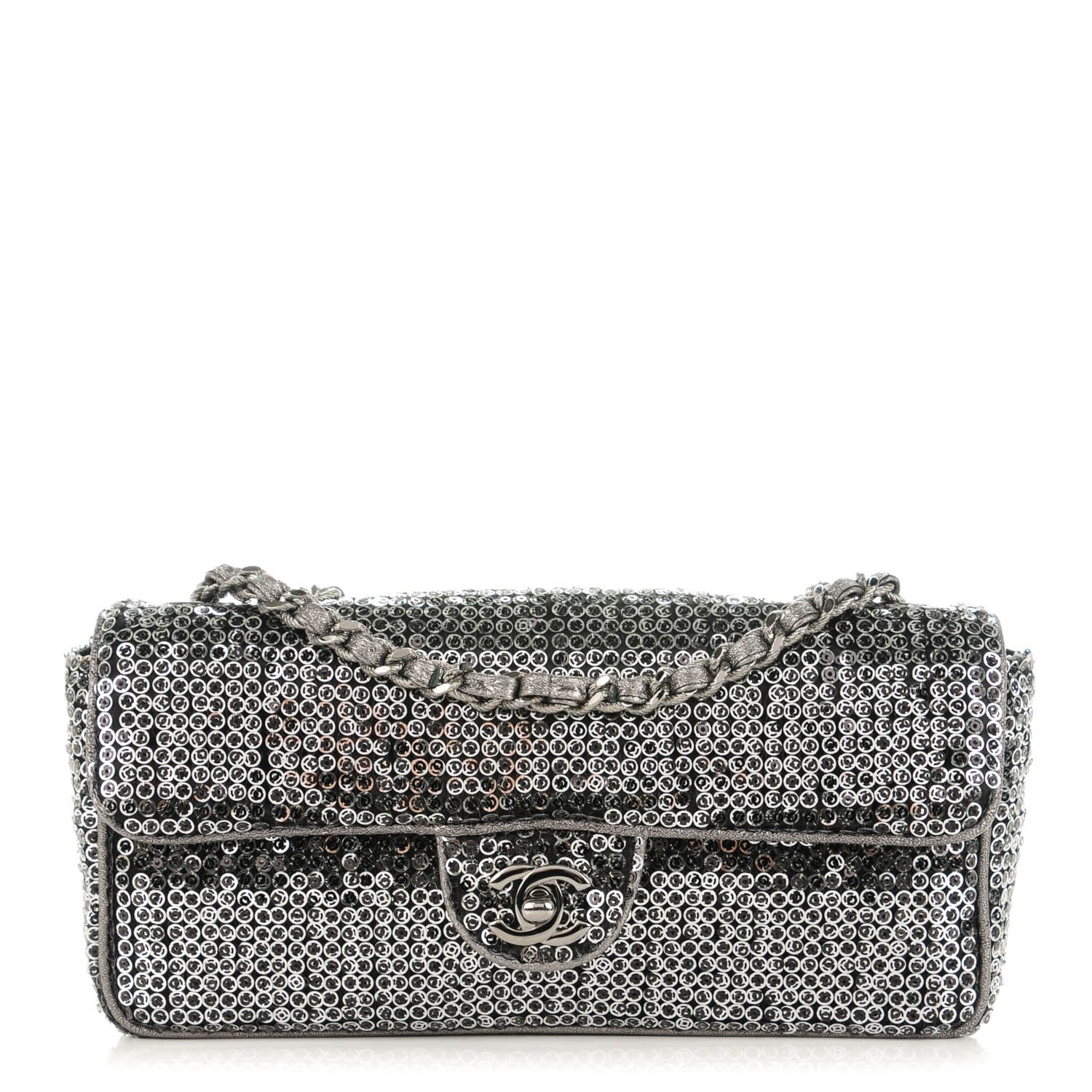Chanel Sequin East West Flap Dark Silver 1 of 7