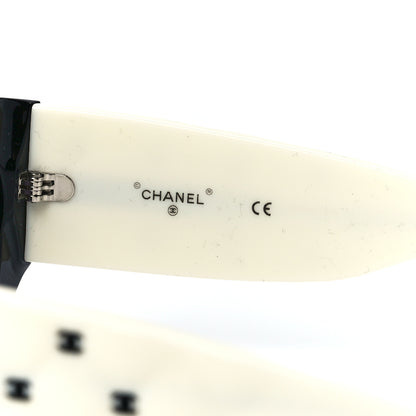 Chanel Acetate Quilted CC Pilot Sunglasses 71465 White Black 6 of 8
