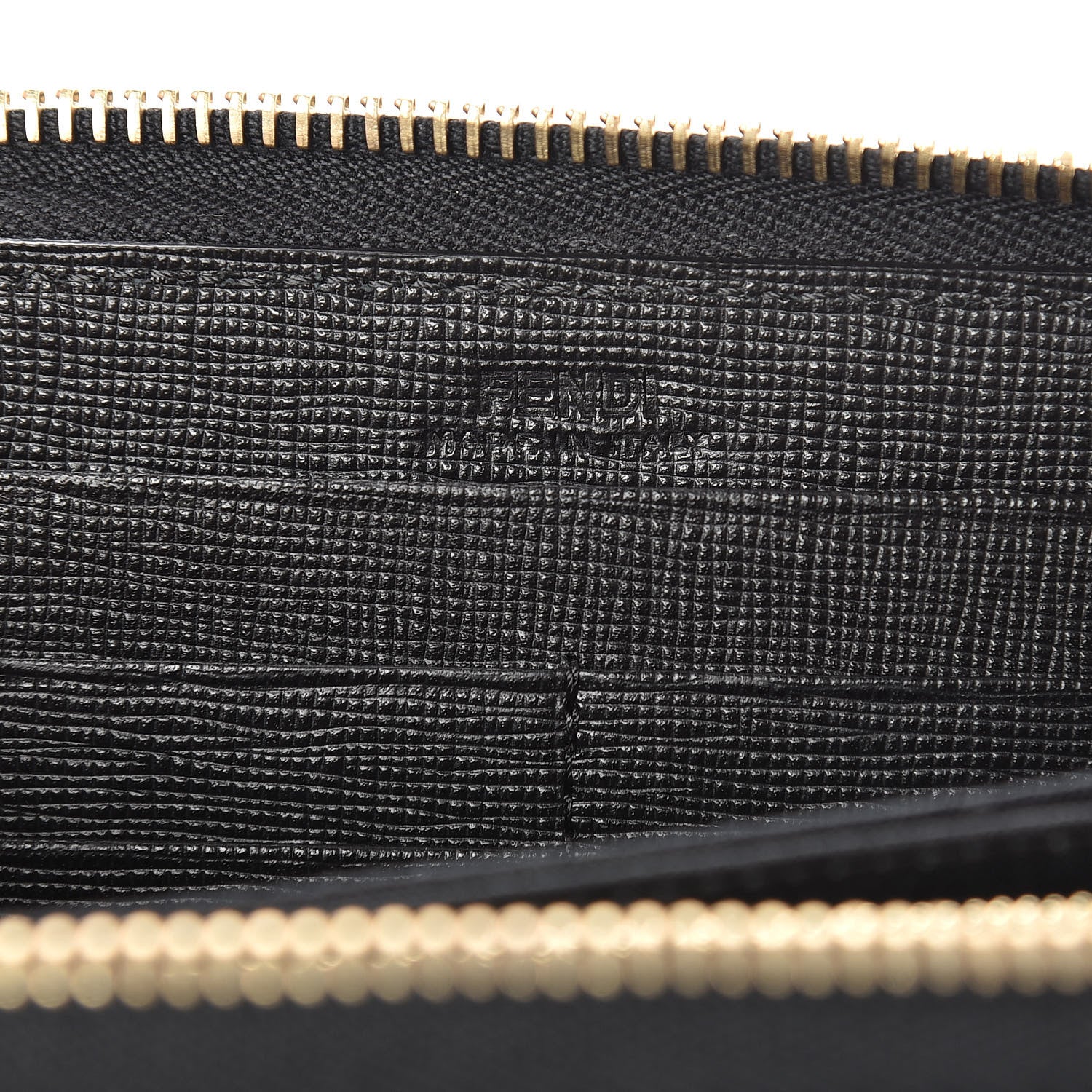 Fendi Vitello Elite Studded Monster Zip Around Wallet Black 6 of 7