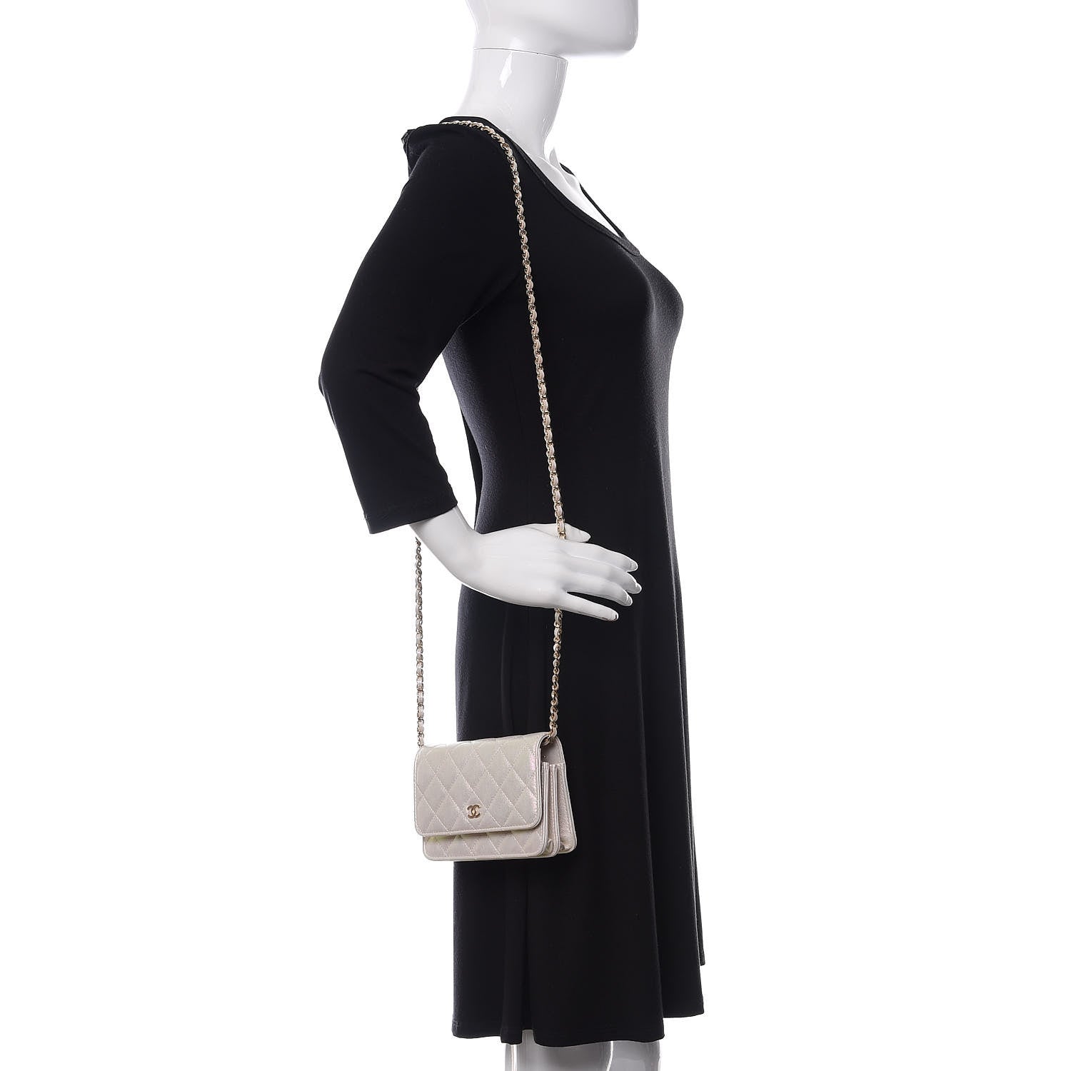 Chanel Iridescent Lambskin Quilted Mini Wallet On Chain WOC Ivory 2 of 11