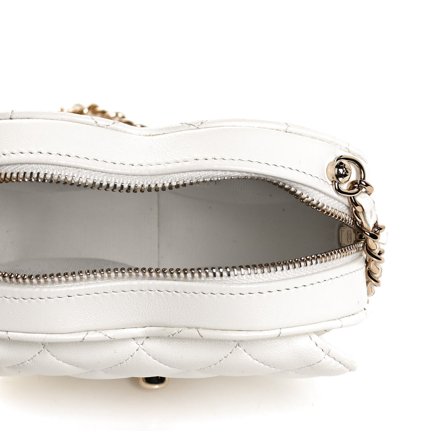 Chanel Lambskin Quilted CC In Love Heart Clutch With Chain White 5 of 11