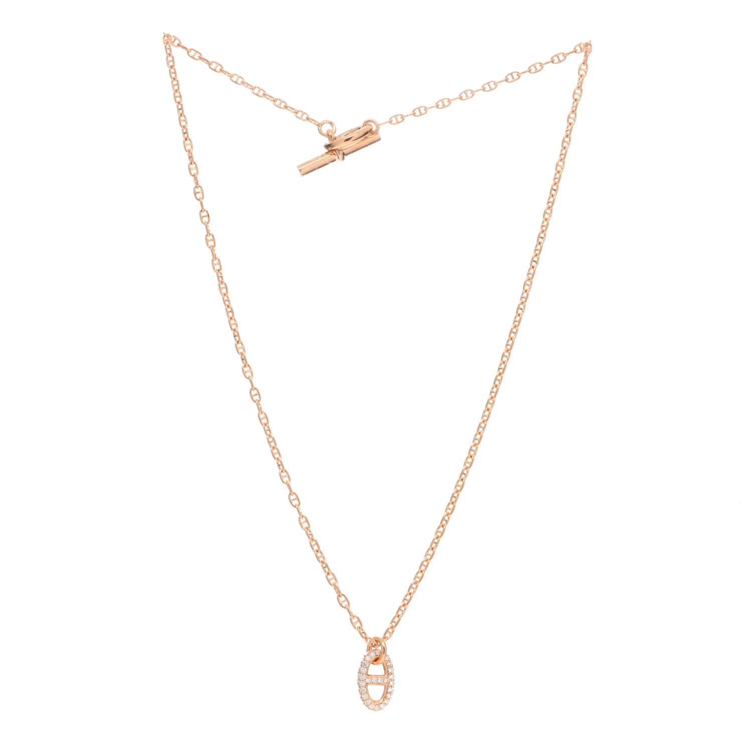 Hermes 18K Rose Gold Diamond PM New Farandole Pendant Necklace ST 2 of 4
