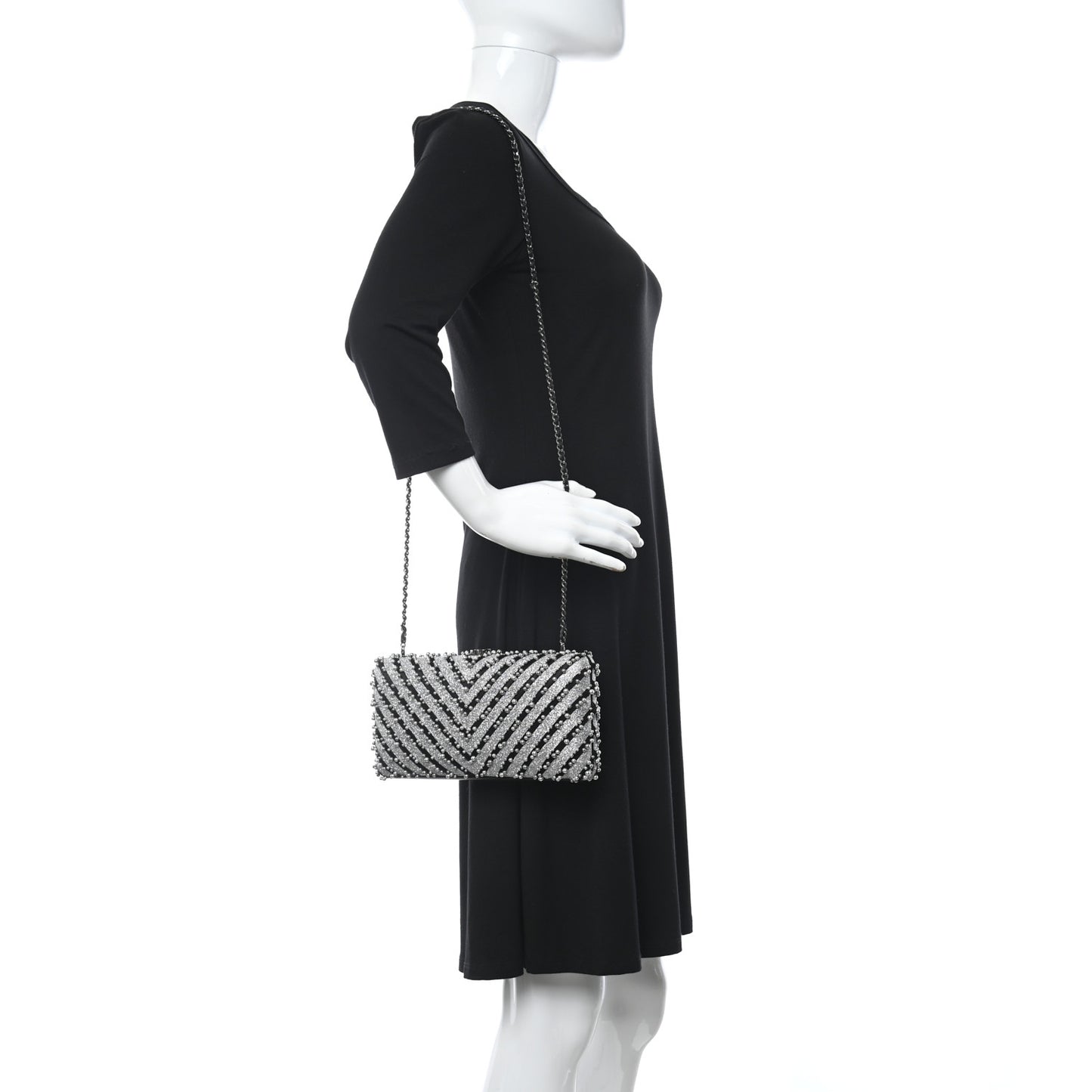 Mixed Fibers Pearl Evening Clutch Silver Black