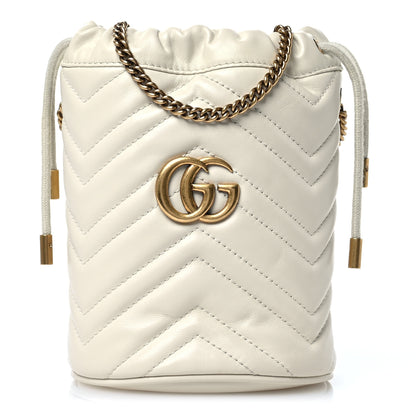 Gucci Calfskin Matelasse Mini GG Marmont 2.0 Bucket Bag White 1 of 10