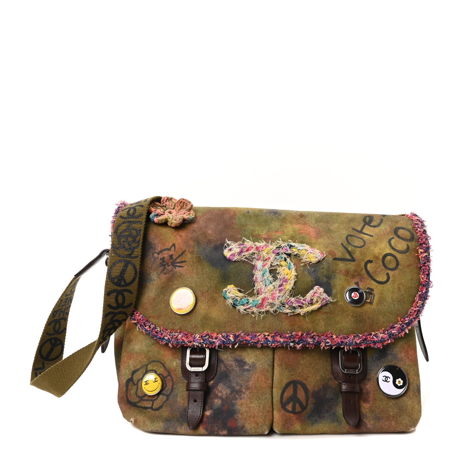 Chanel Washed Toile Large Graffiti On The Pavements Messenger Khaki Multicolor 1 of 10