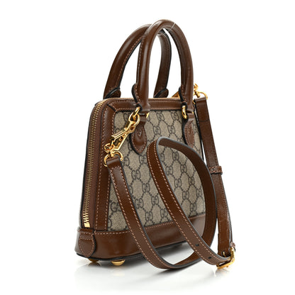 Gucci GG Supreme Monogram Azalea Calfskin Mini Horsebit 1955 Top Handle Bag Beige Ebony Brown Sugar 3 of 11