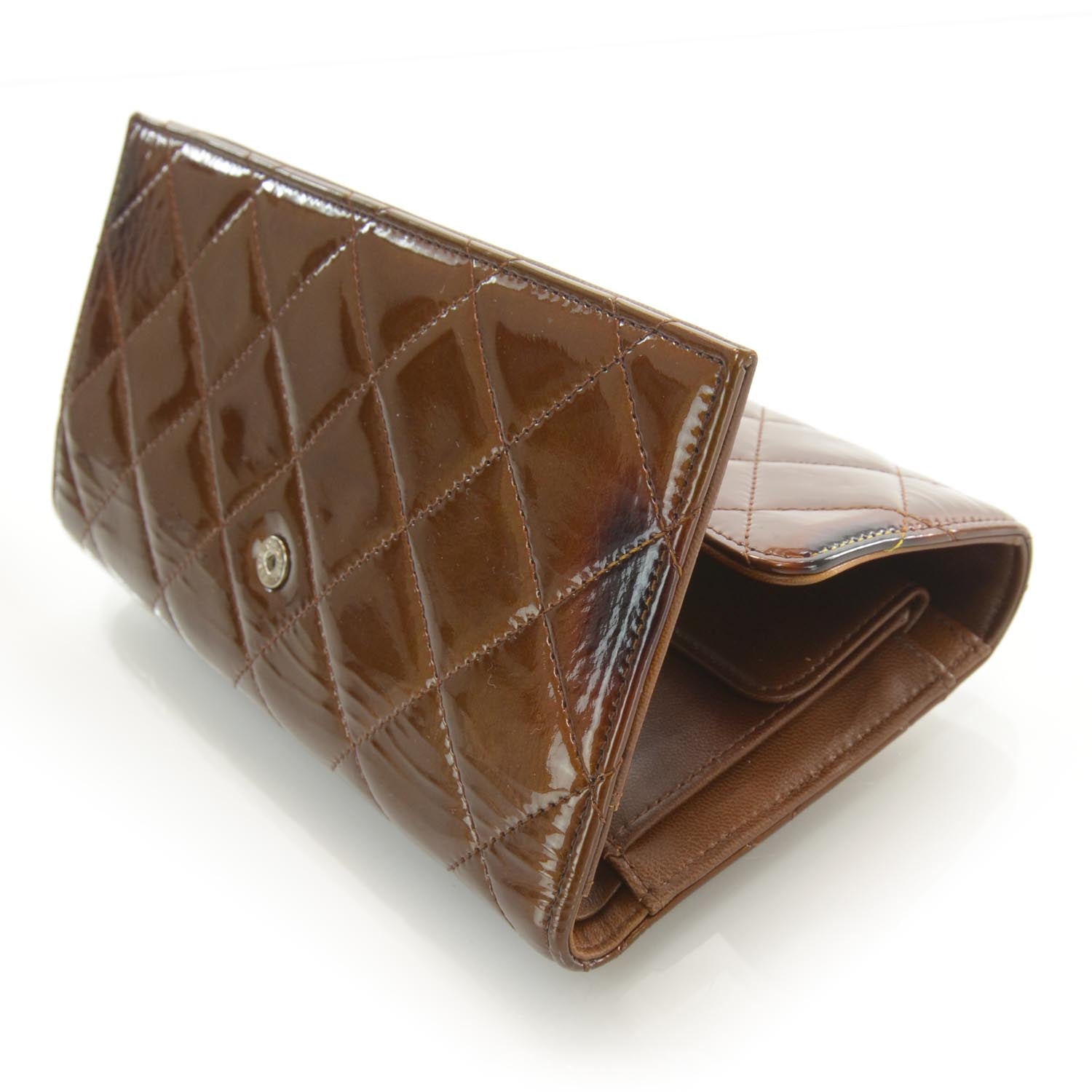 Chanel Patent Quilted Large Flap Wallet Bronze 12 of 12