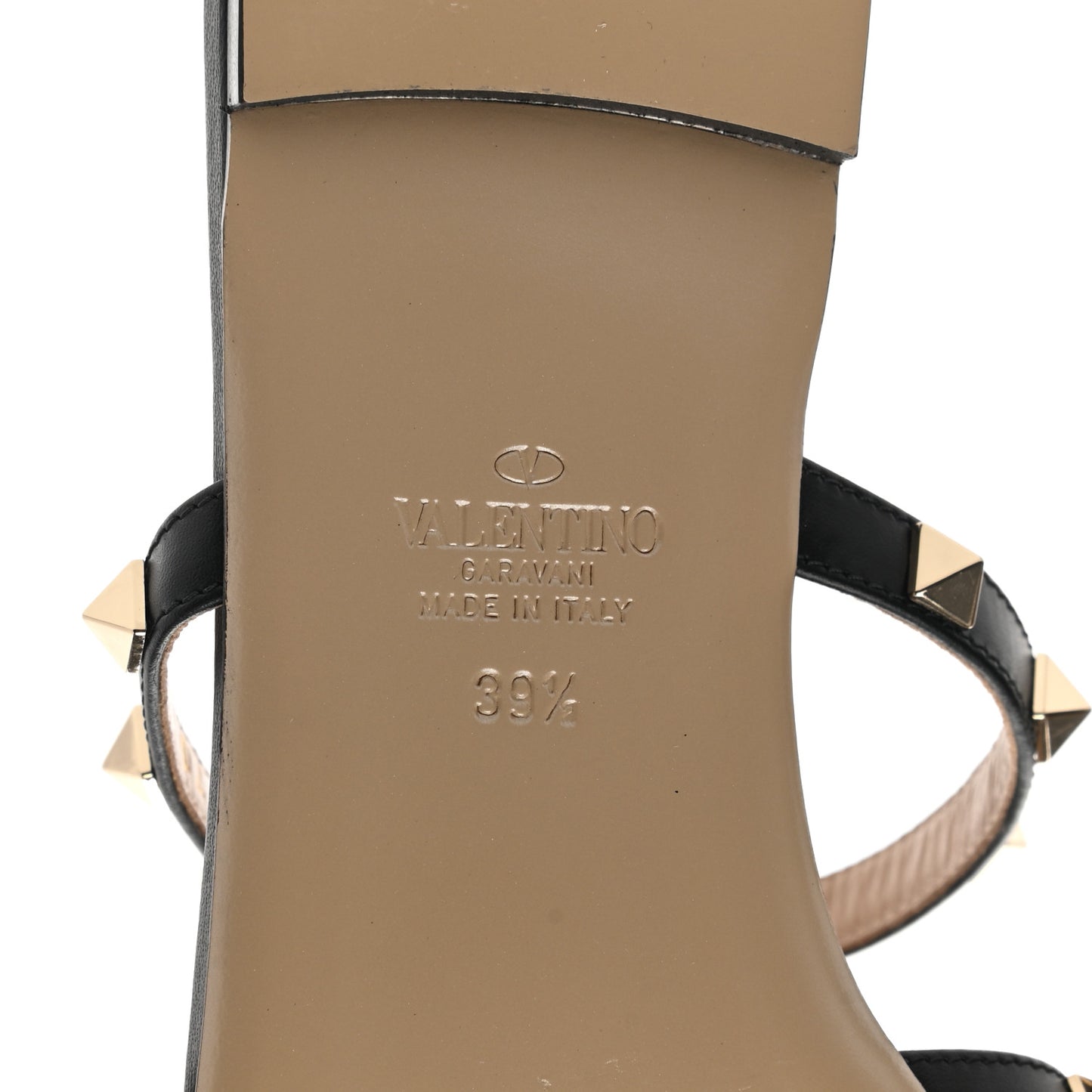 Nappa Rockstud Caged Flat Slide Sandals 39.5 Black