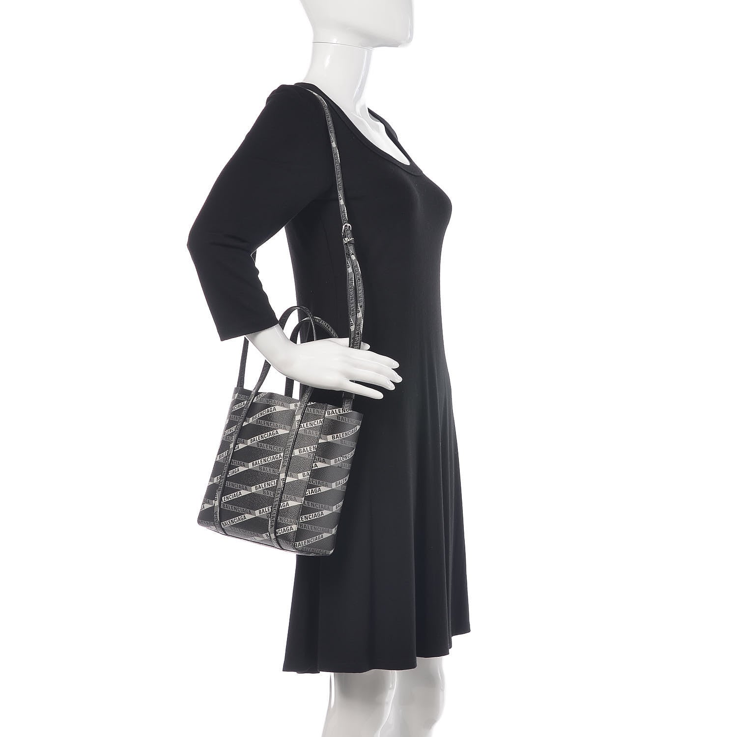 Balenciaga Coated Canvas Losange Monogram Mini Tote Black Grey 2 of 8