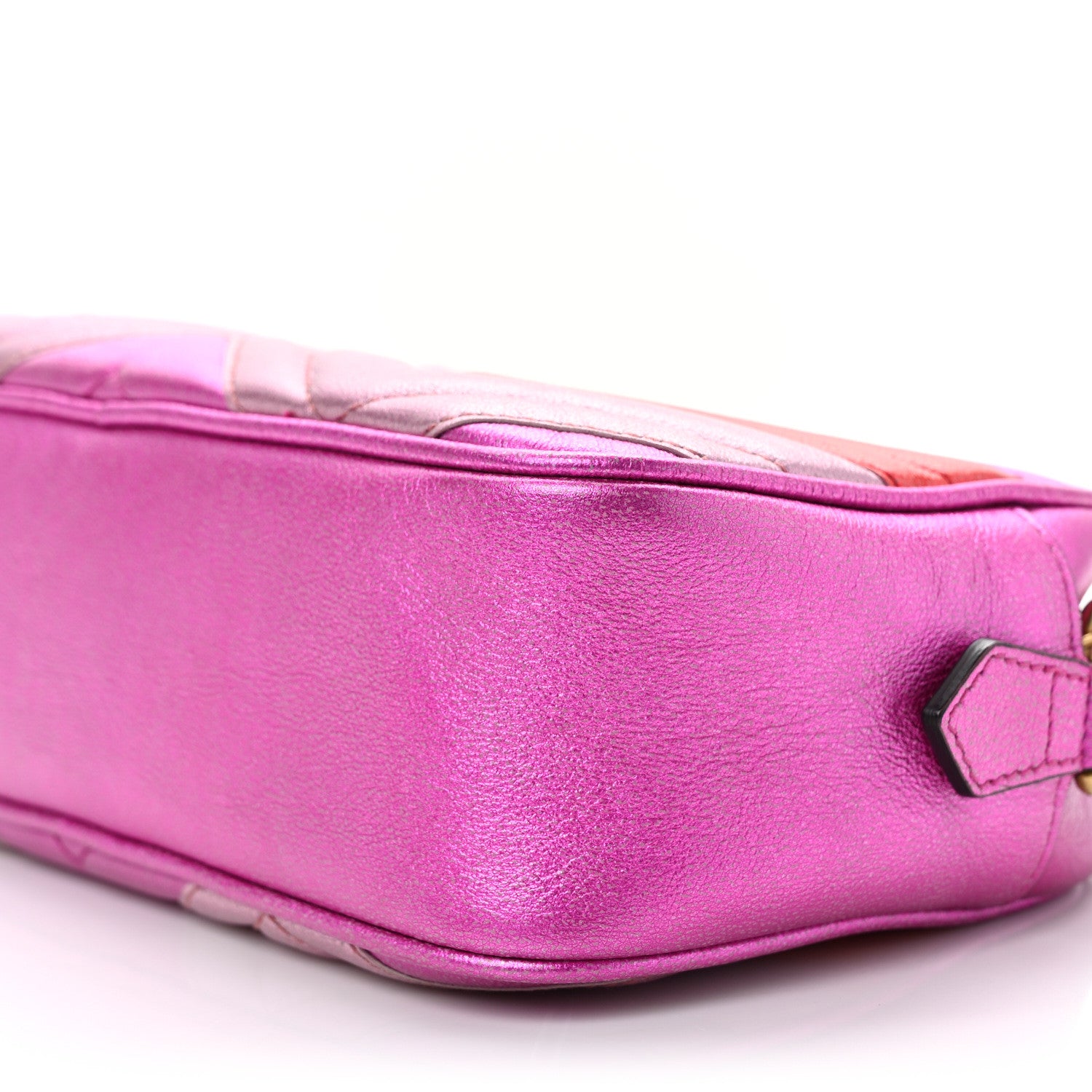 Gucci Laminated Nappa Matelasse Small GG Marmont Chain Shoulder Bag Fuxia Rosso Rosa 10 of 15