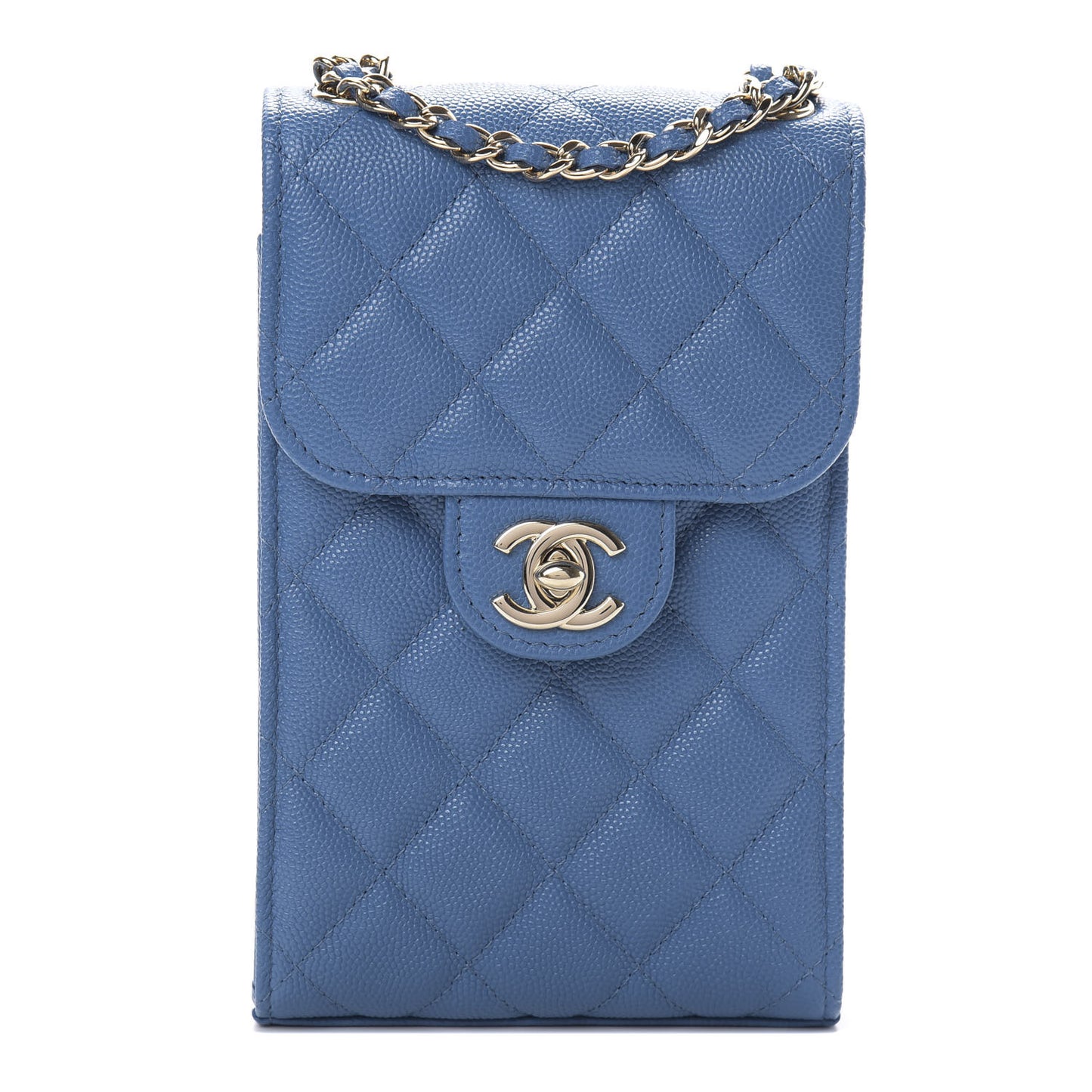 Caviar Quilted Classic Phone Holder Blue