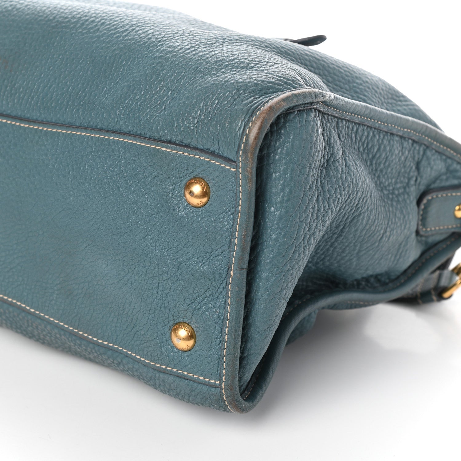 Prada Vitello Daino Shopping Satchel Marine 9 of 9
