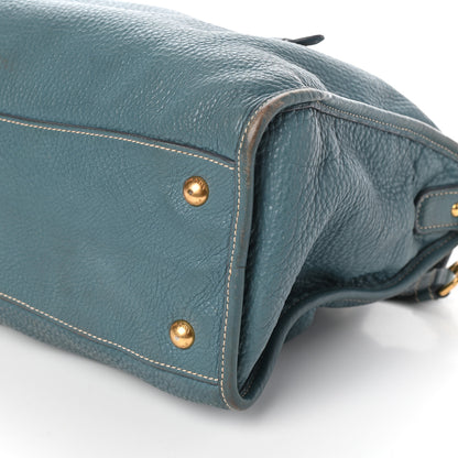 Prada Vitello Daino Shopping Satchel Marine 9 of 9