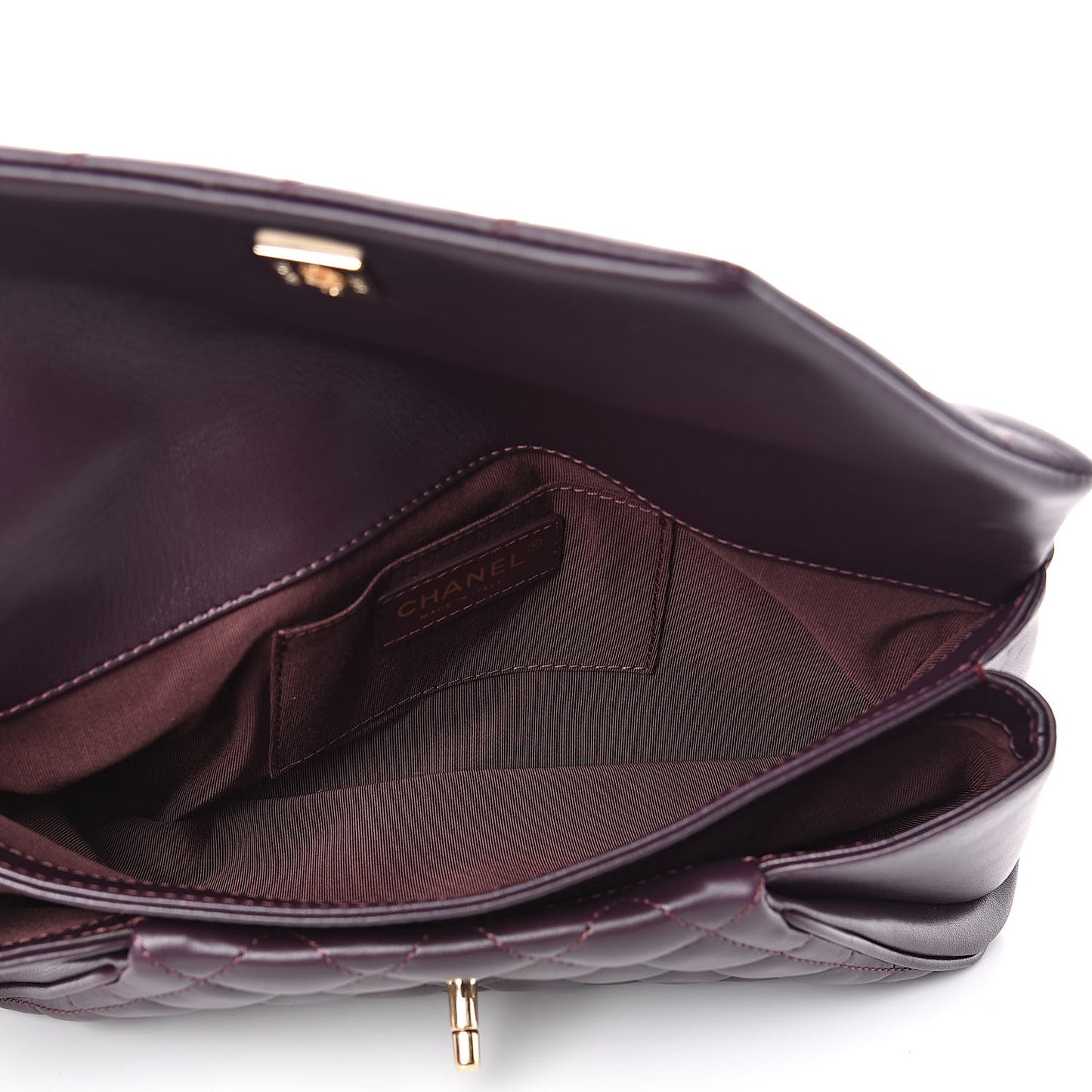Lambskin Quilted Fold Up Again Clutch Purple