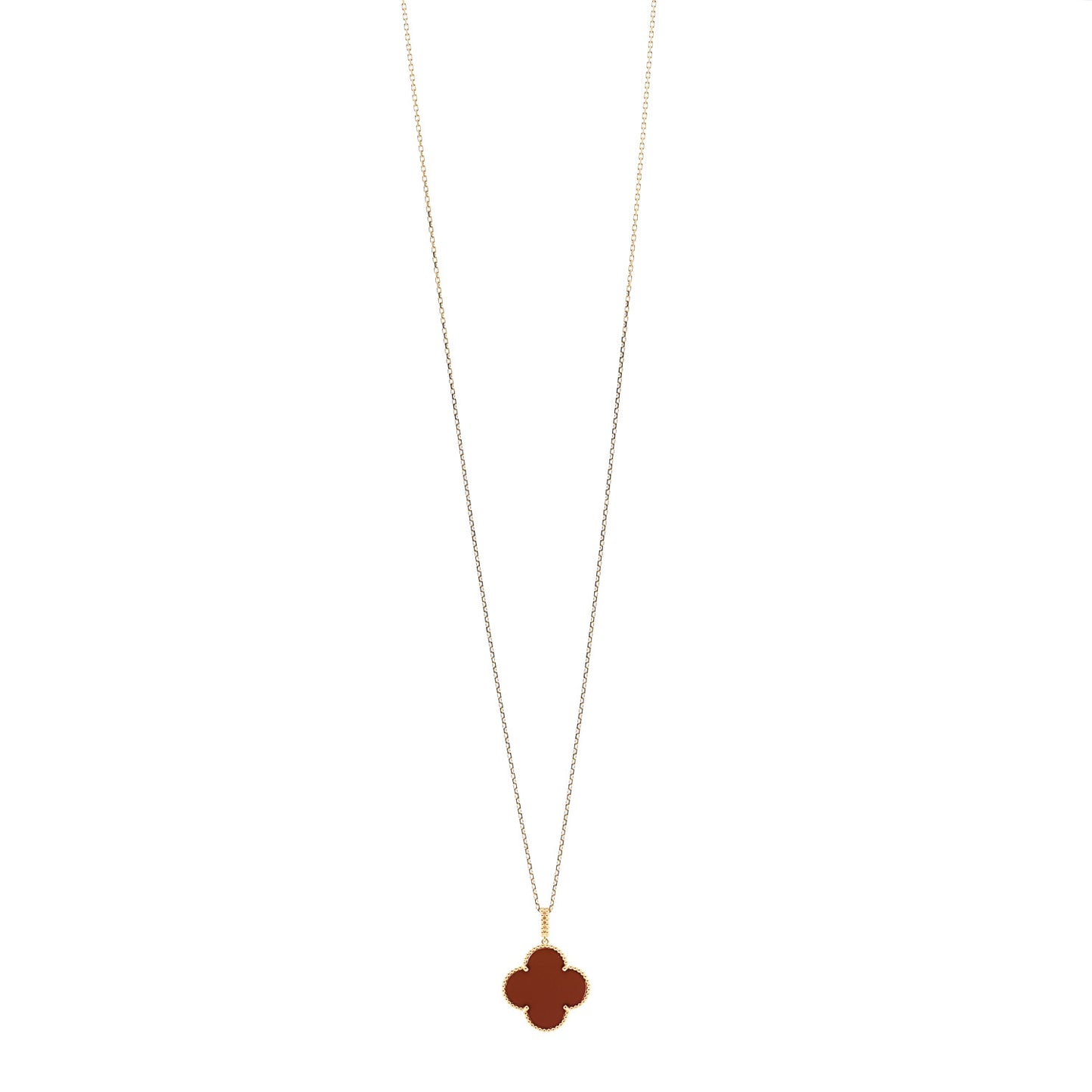 18K Yellow Gold Carnelian Magic Alhambra Long Necklace
