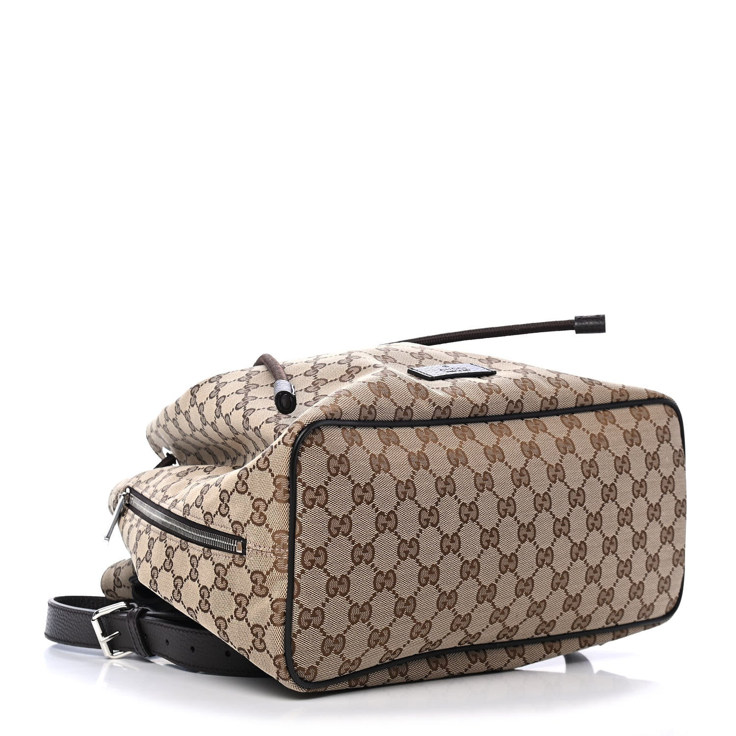 Gucci Monogram Dollar Calfskin O Drawstring Backpack Beige Ebony Testa di Moro Dark Chocolate 3 of 4