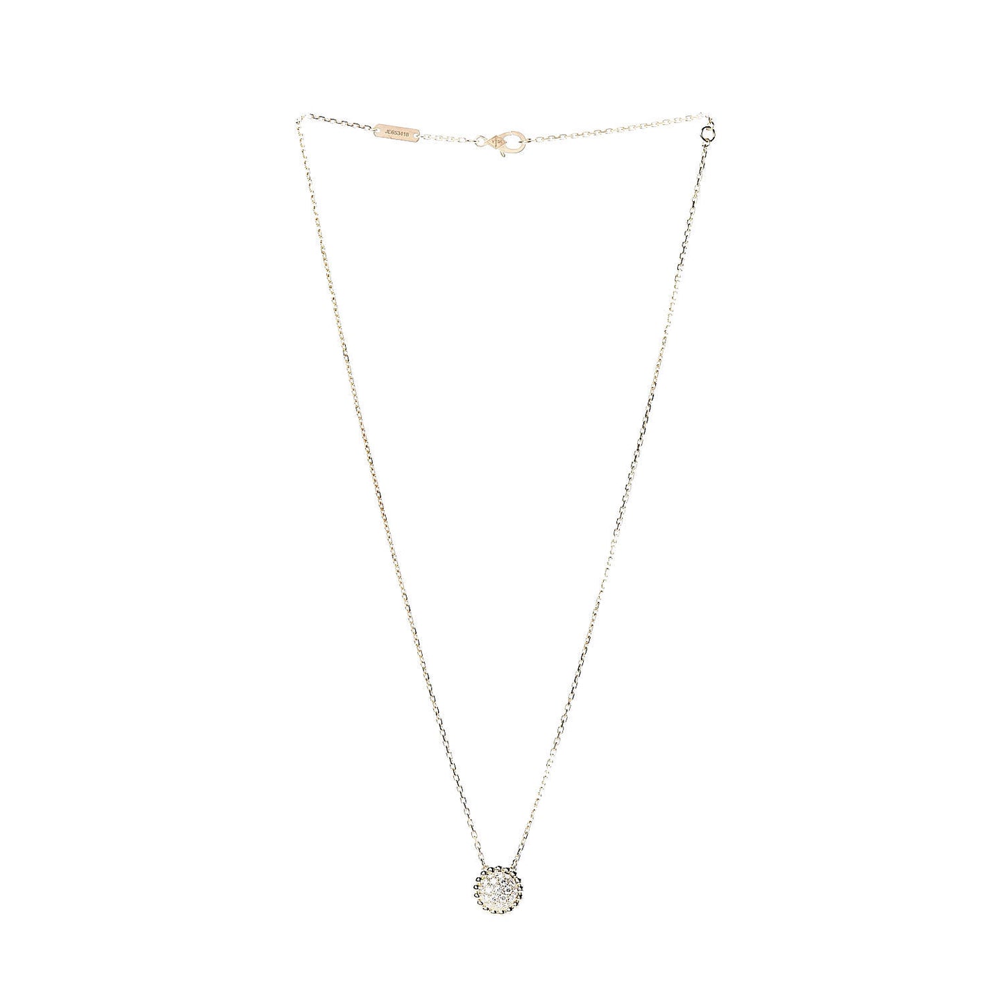 18K Yellow Gold Diamond Perlee Pendant Necklace