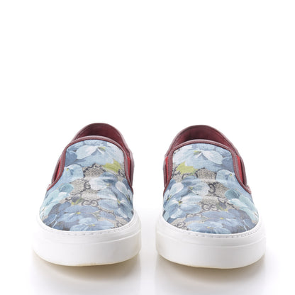 Gucci GG Supreme Monogram Blooms Womens Slip On Sneakers 38.5 Beige Blue Navy Red 2 of 9