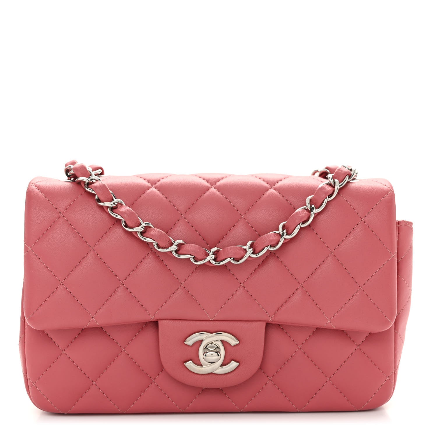 Chanel Lambskin Quilted Mini Rectangular Flap Pink 1 of 10