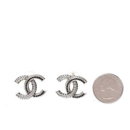 Chanel Baguette Crystal CC Earrings Silver 2 of 7