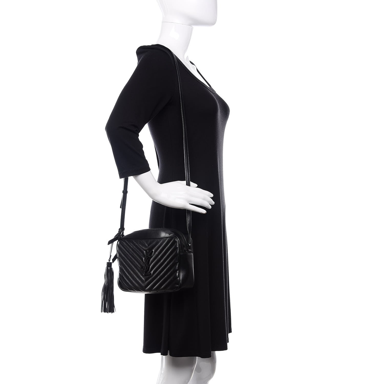 Saint Laurent Calfskin Matelasse Monogram Lou Camera Bag Black 2 of 9
