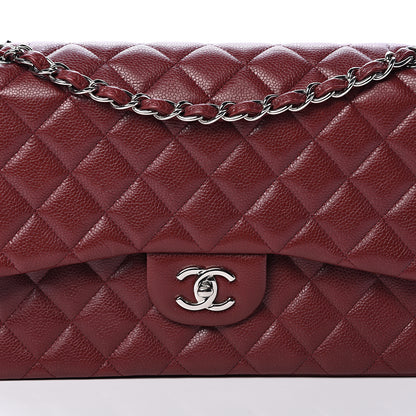 Chanel Caviar Quilted Jumbo Double Flap Dark Red 11 of 17