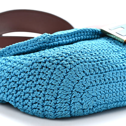 Fendi Fabric Crochet Vitello Grace Plexiglass Baguette Cyber Blue Ghianda 9 of 10