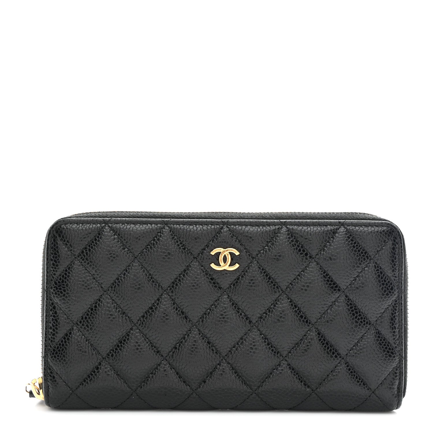 Chanel Caviar Quilted Large Gusset Zip Around Wallet Black 1 of 9