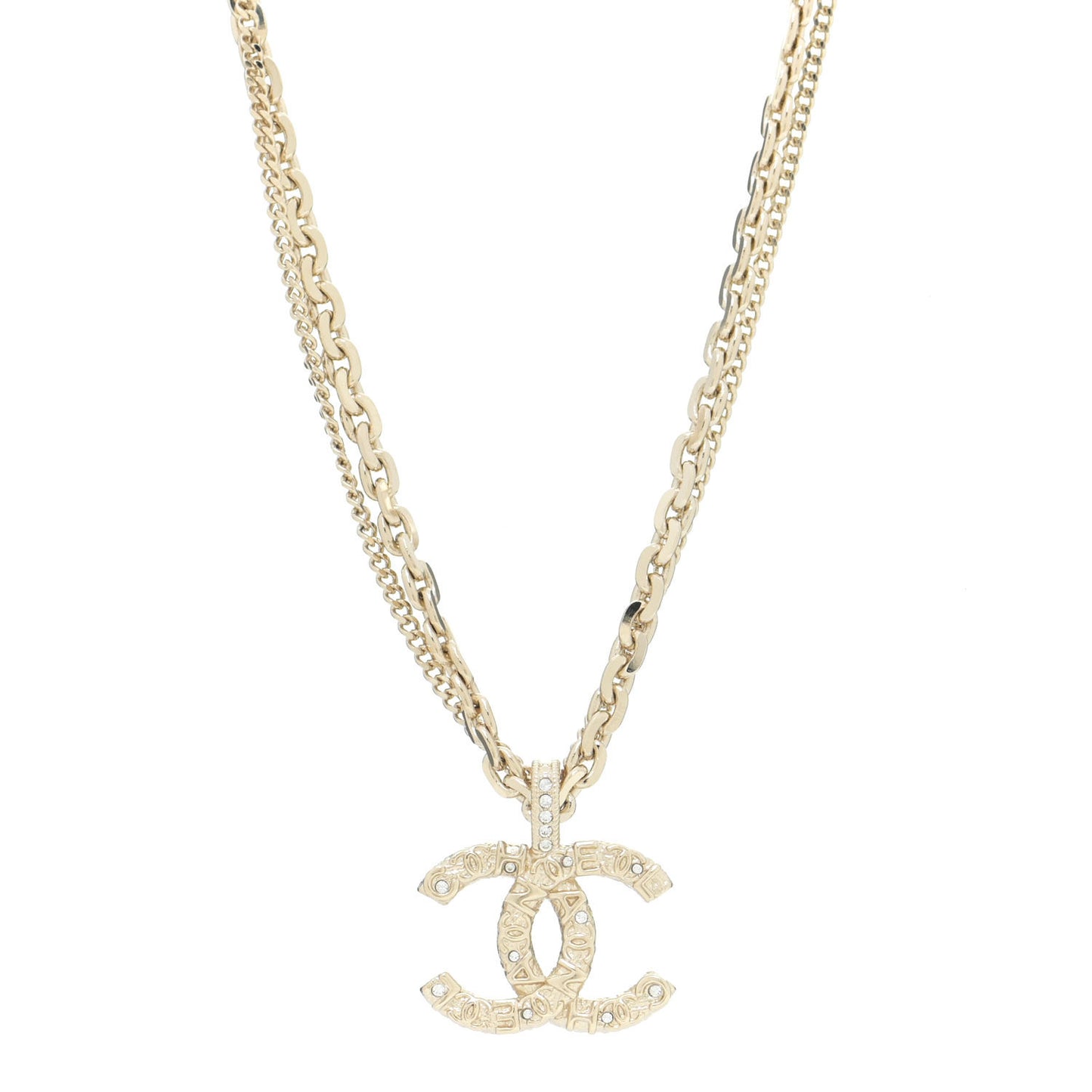 Crystal CC Multi Strand Chain Necklace Gold