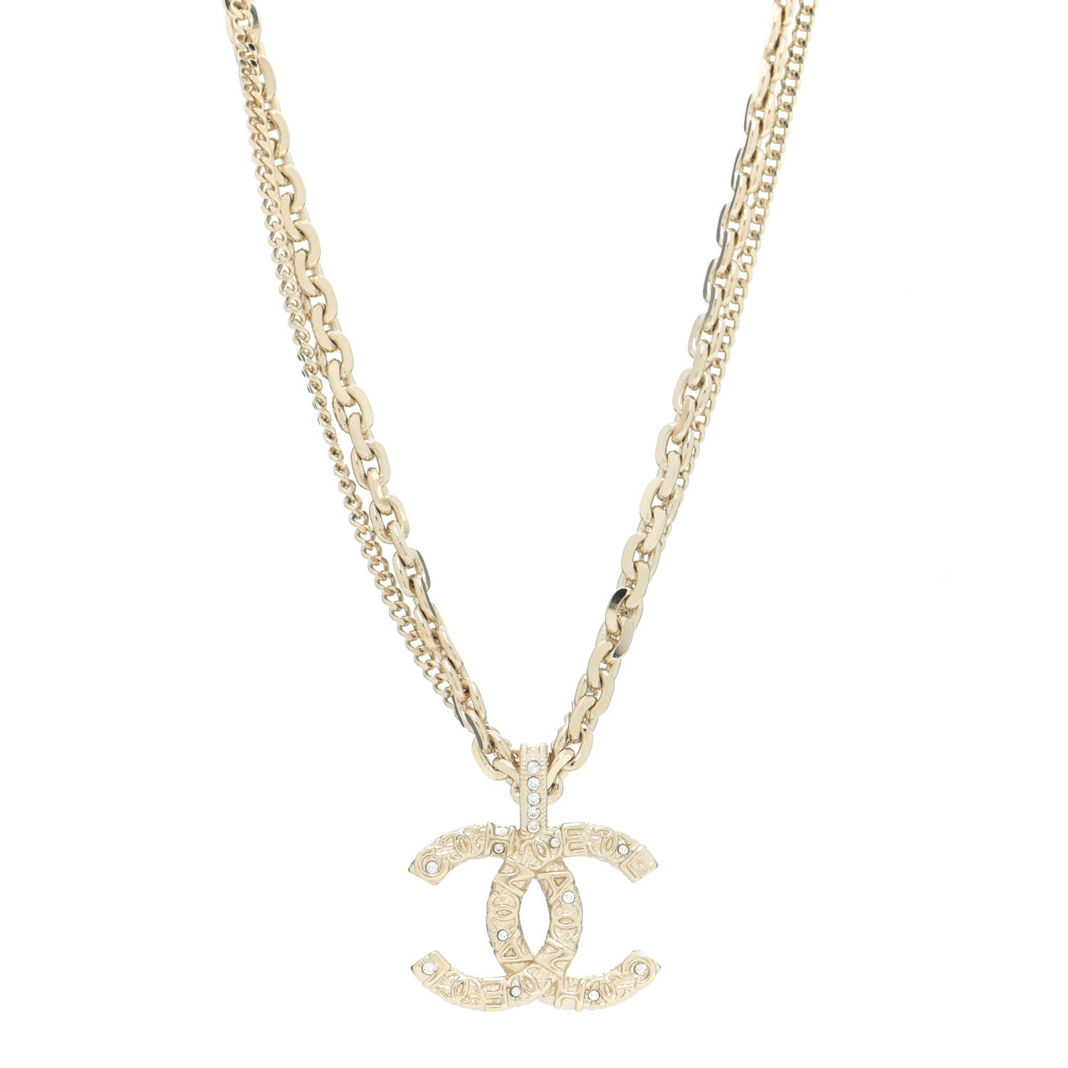 Chanel Crystal CC Multi Strand Chain Necklace Gold 1 of 6