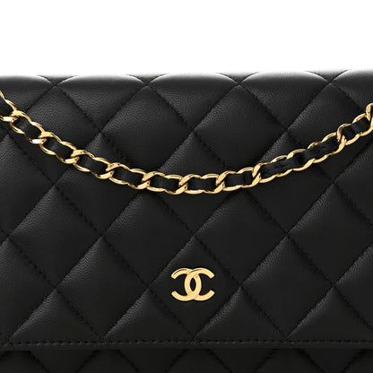 Chanel Lambskin Quilted Wallet On Chain WOC Black 9 of 11