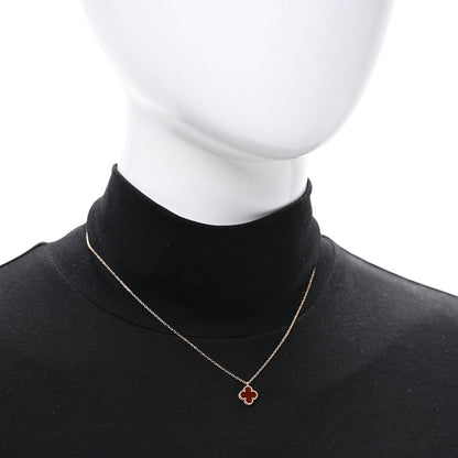 Van Cleef & Arpels 18K Rose Gold Carnelian Sweet Alhambra Pendant Necklace 2 of 5