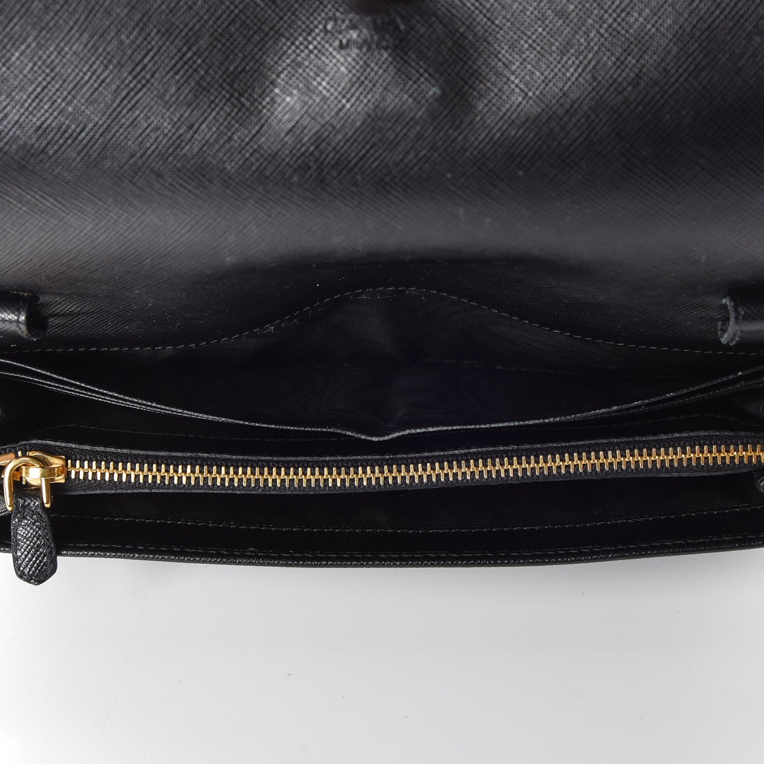 Prada Saffiano Metal Oro Chain Wallet Black 8 of 17