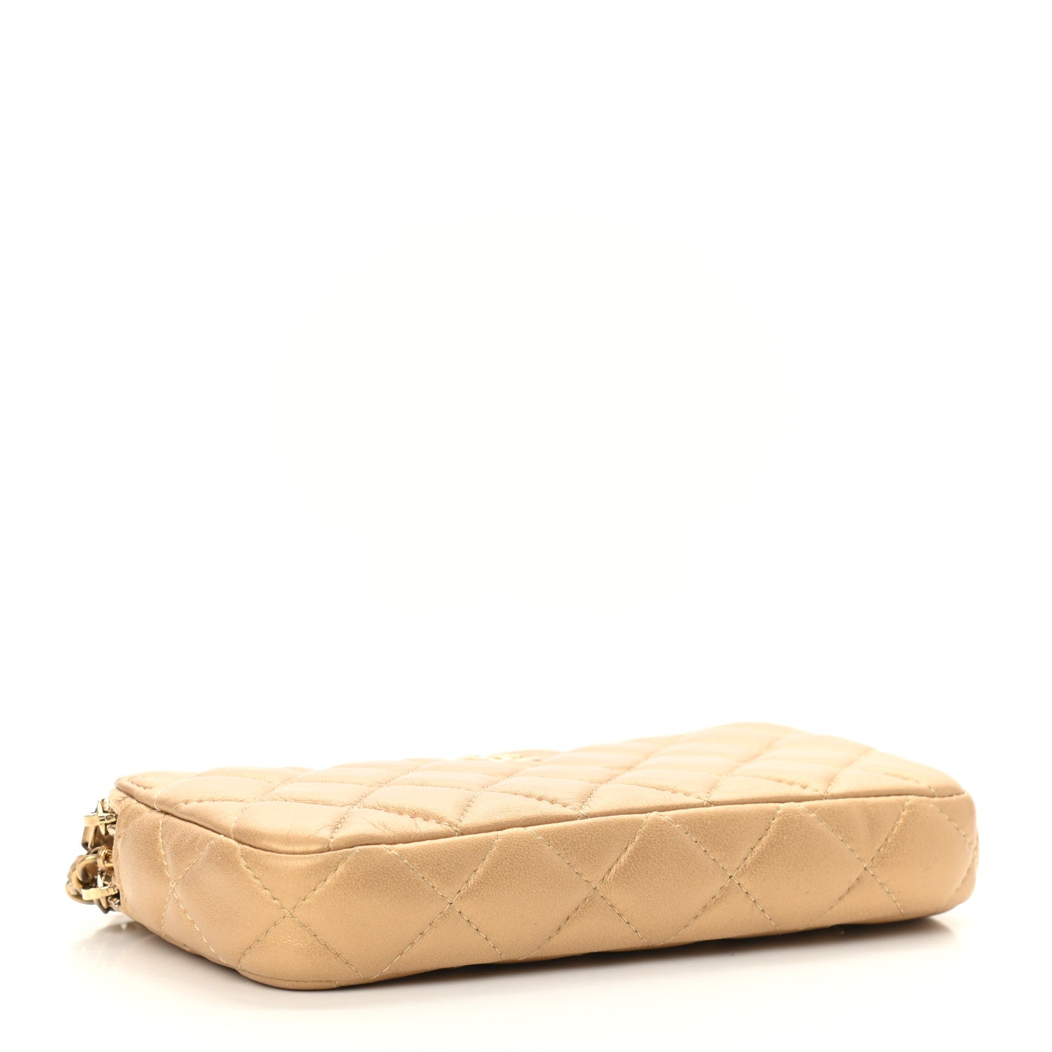 Chanel Metallic Lambskin Quilted Graffiti Small Clutch With Chain Gold 4 of 9