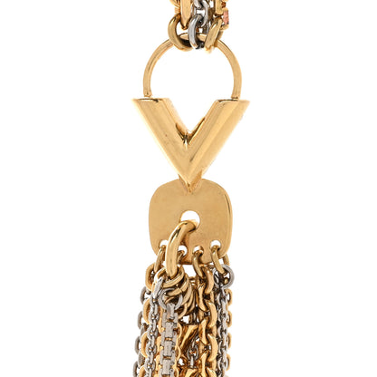 Louis Vuitton Metal Long Fringe Necklace Gold 4 of 7