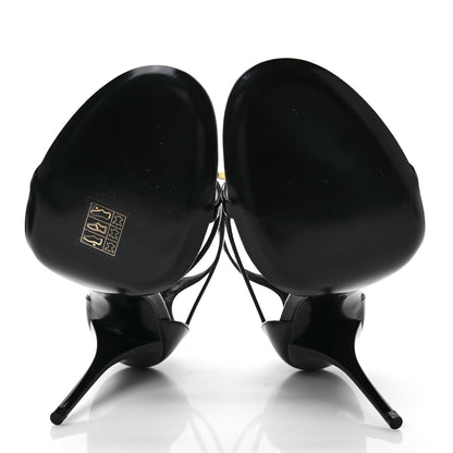 Saint Laurent Patent Cassandra 100 Ankle Strap Sandals 40.5 Black 5 of 8