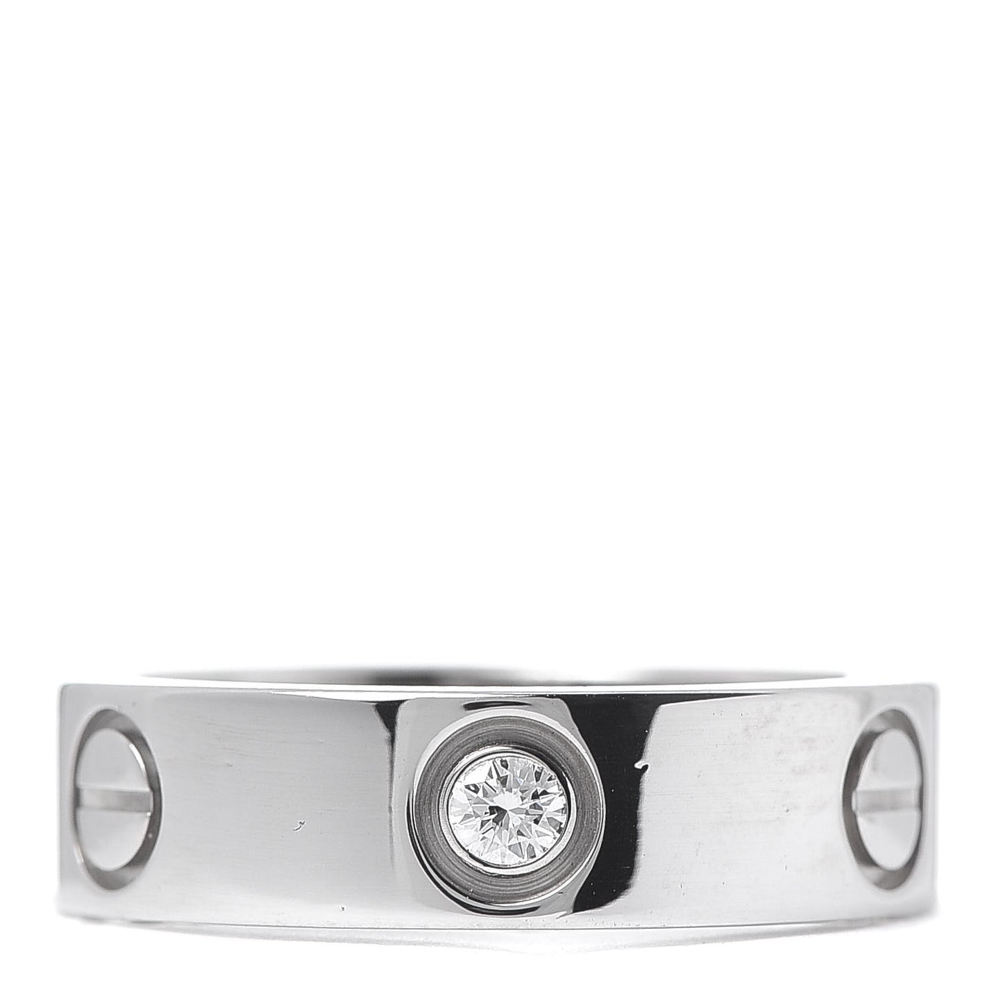 18K White Gold 3 Diamond 5.5mm LOVE Ring 53 6.5
