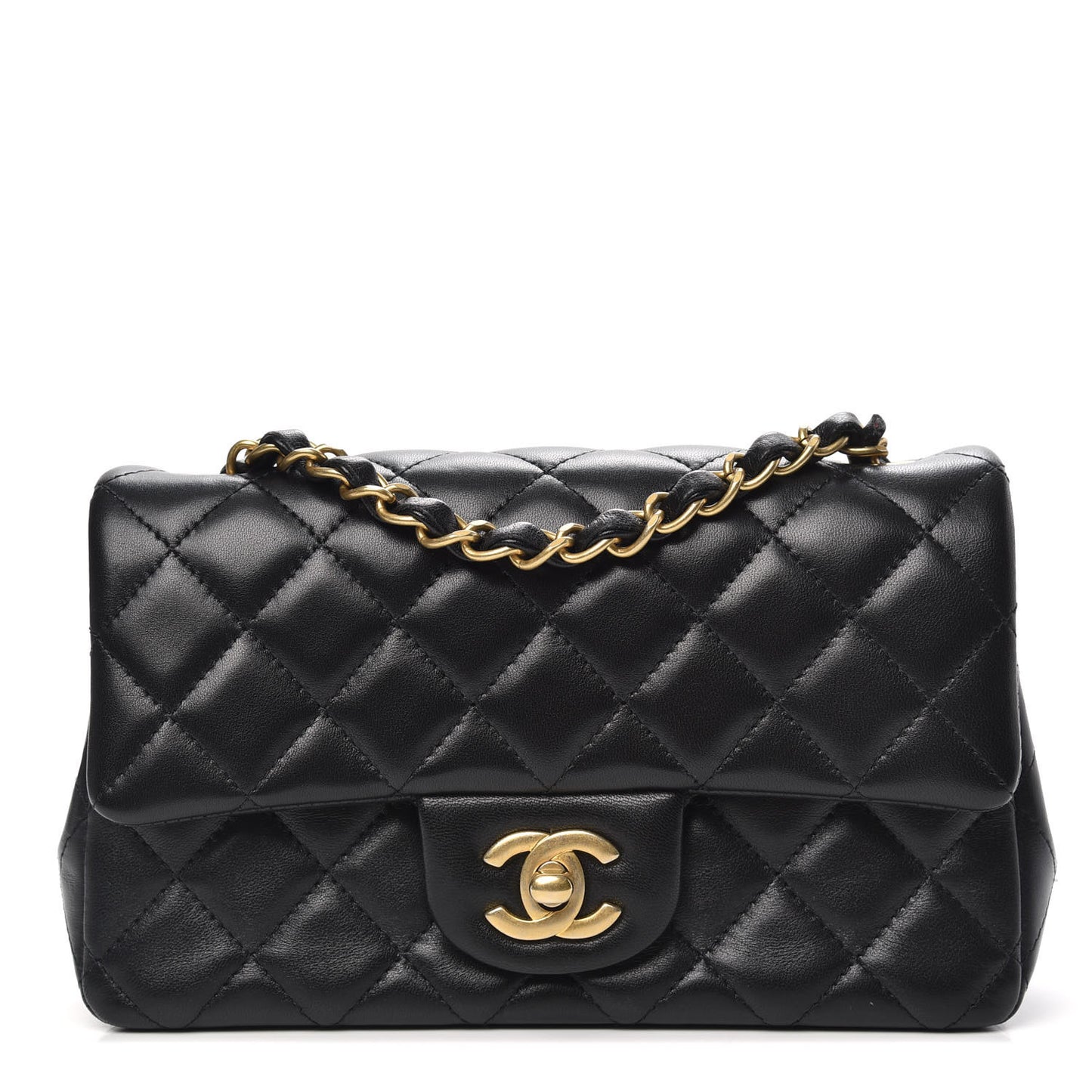 Lambskin Quilted Mini Rectangular Flap Black