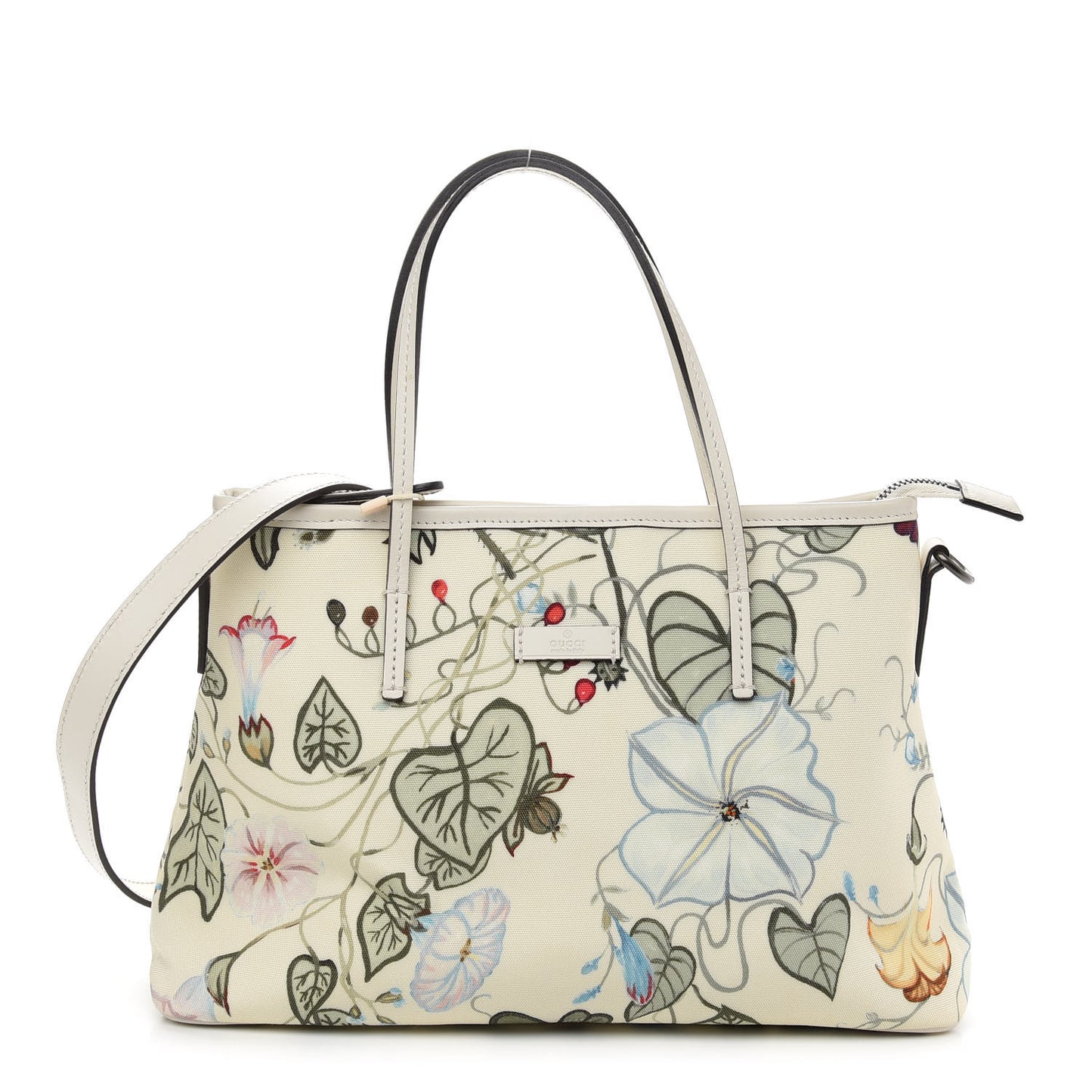 Canvas Flora Knight Small Zippered Tote White