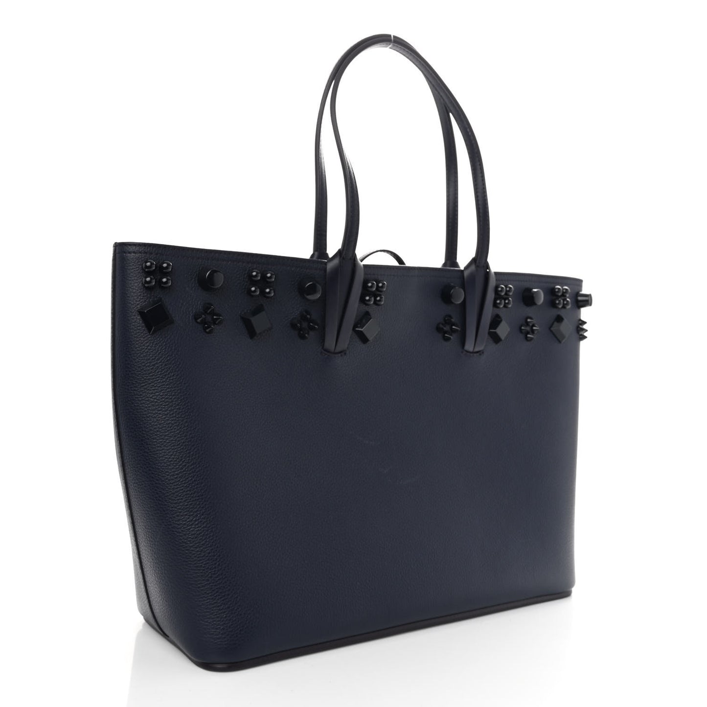 Calfskin Empire Spike Studded East West Cabata Tote Navy