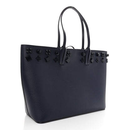 Christian Louboutin Calfskin Empire Spike Studded East West Cabata Tote Navy 4 of 12