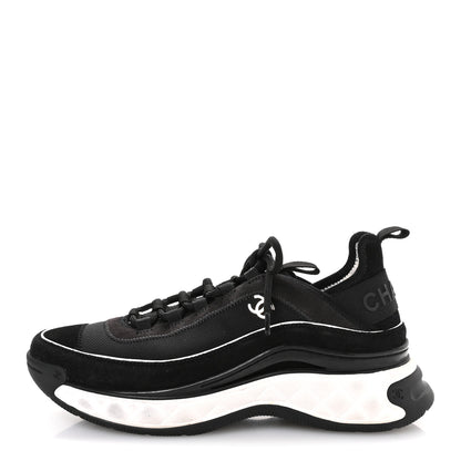 Chanel Velvet Calfskin Mixed Fibers CC Sneakers 39.5 Black 1 of 7