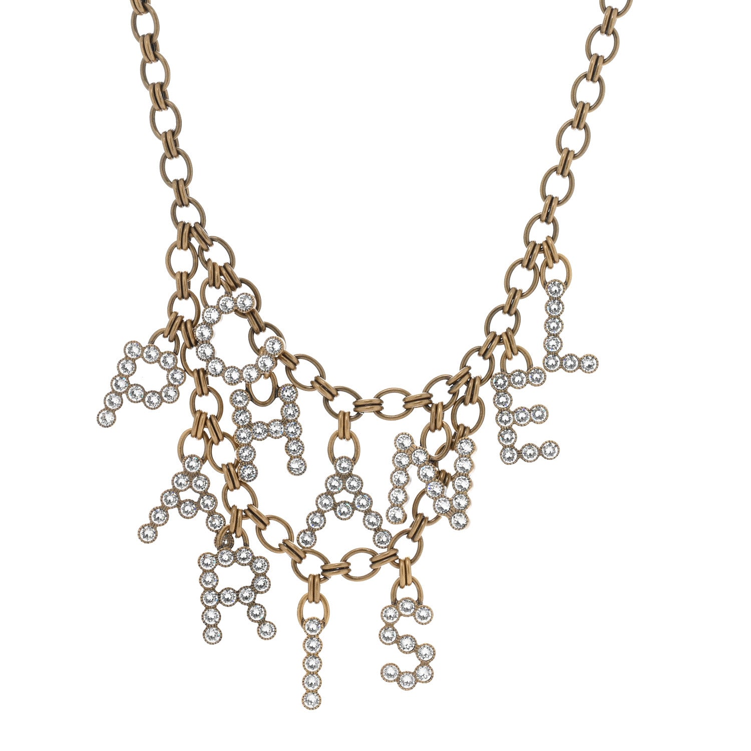 Chanel Crystal City of Lights Letter Chain Necklace Gold 1 of 5