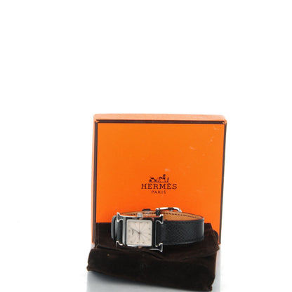 Hermes Stainless Steel Epsom 21mm Heure H Hour Quartz Watch Noir 10 of 10
