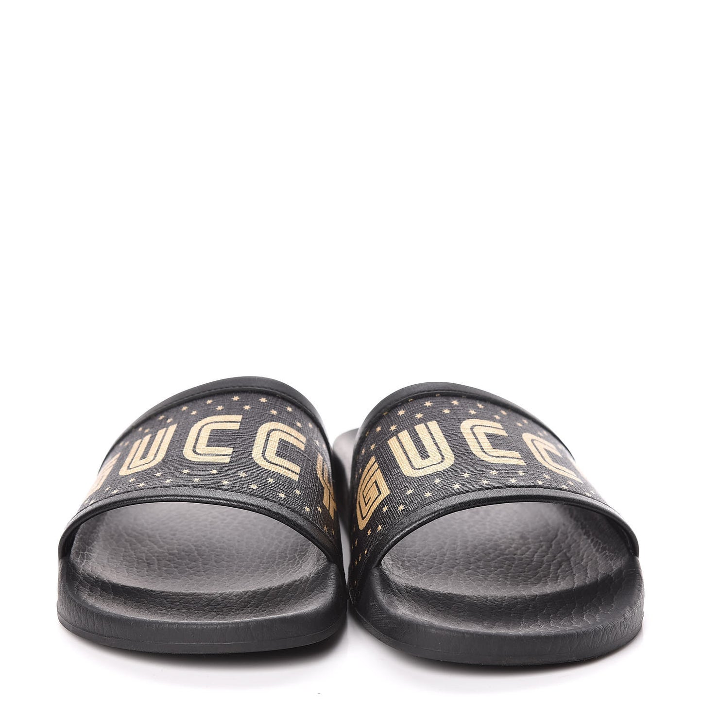 X SEGA Supreme Canvas GUCCY Stars Womens Slide Sandals 36 Black Gold