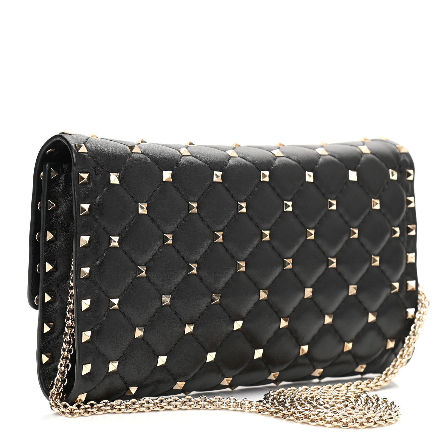 Valentino Garavani Lambskin Rockstud Spike Wallet on Chain Black 3 of 8