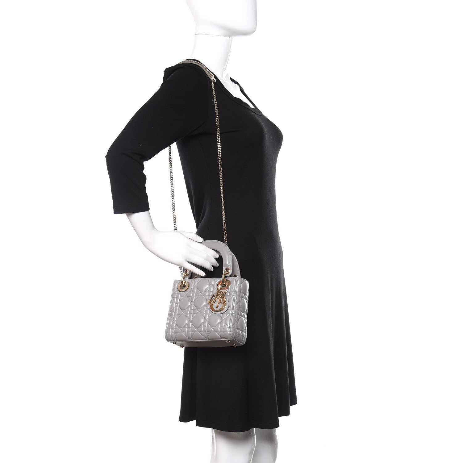 Christian Dior Lambskin Cannage Mini Lady Dior Grey 2 of 10