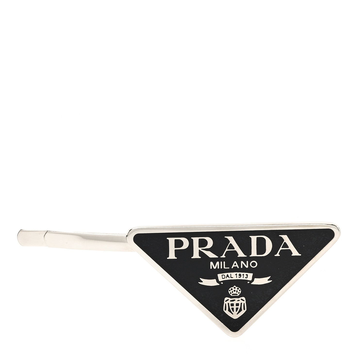 Prada Metal Triangle Logo Hair Clip Black 1 of 3