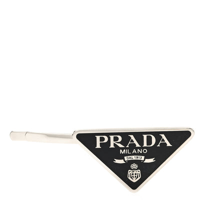 Prada Metal Triangle Logo Hair Clip Black 1 of 3