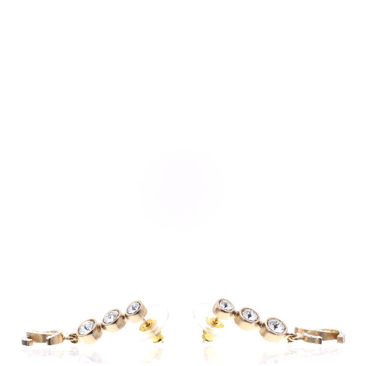 Crystal CC Drop Earrings Gold